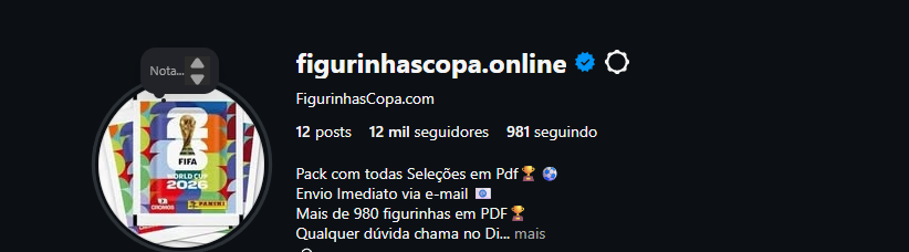 Perfil @figurinhascopa.online no Instagram